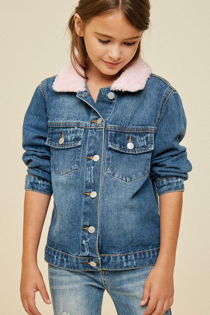 Denim jacket with sherpa collar womens best sale