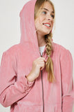 G10000 Pink Girls Velour Zip Up Hoodie Back