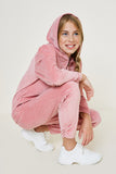 G10000 Pink Girls Velour Zip Up Hoodie Detail