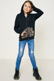 G11037-BLACK Leopard Hoodie Full Body