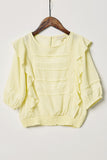 G11073-LEMON Ruffle Smock Waist Lace Top Alternate Angle