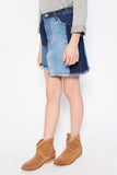 G2124 DENIM Patchwork Denim Skirt- Side