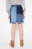 G2124 DENIM Patchwork Denim Skirt- Back