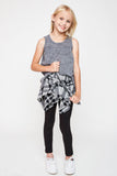 G2306 Charcoal Girls Burnout Button Trim Tank Top Full Body