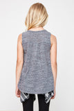 G2306 Charcoal Girls Burnout Button Trim Tank Top Back