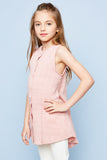 G3231 DUSTY PINK Sleeveless Button-Up Dress Alternate Angle