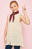 G3231 NATURAL Sleeveless Button-Up Dress Front