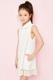 G3278 Off White Girls Collared Shirt Dress Side