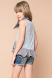 G3288 Natural Girls Sleeveless Round Neck Ruffled Tank Full Body 2