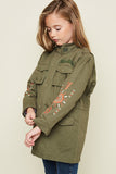 G3311 OLIVE Embroidered Cargo Jacket Alternate Angle