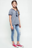 G3325 Dark Denim Girls Woven Tunic Top