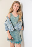 G3435 Forest Girls Acid Wash Tank Dress Front 2