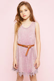 G3435 Lilac Girls Acid Wash Tank Dress Front