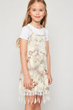 G3482 Taupe Girls Tie-Dye Tank Dress Front 2