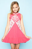 G3534 Strawberry Girls Ruffle Lace Swing Dress Front 2