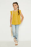 G3577 HONEY Crochet Flutter Sleeve Top Front