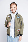 G3793 ARMY Patchwork Bomber Jacket Front