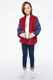 G3867 Burgundy Girls Two Toned Jacket Full Body