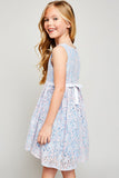 G4152 PERI BLUE Bow Tie Lace Mini Dress Back