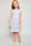 G4152 PERI BLUE Bow Tie Lace Mini Dress Full Body