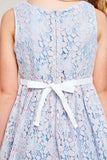 G4152 PERI BLUE Bow Tie Lace Mini Dress Detail