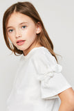 G4196 OFF WHITE Bow Sleeve Knit T-Shirt Alternate Angle