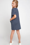 G4205 NAVY Polka-Dot Mini Shift Dress Back