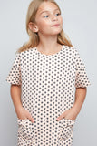 G4205 PINK Polka-Dot Mini Shift Dress Front