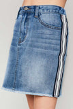 G4209 LIGHT DENIM Side Stripe Denim Mini Skirt Alternate Angle