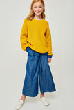 G4230-MUSTARD Color Block Sweater Back