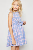 G4241 PINK MIX Plaid Mini Bow Dress Alternate Angle