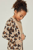 G4255-TAN Leopard Knit Cardigan Side