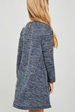 G4269-NAVY Long Sleeve Heathered Ribbed Dress Back