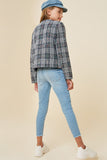 G4281-BLUE MIX Tweed Square Pocket Jacket Back