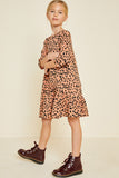 G4382-SALMON Asymmetrical Ruffle Mini Swing Dress Alternate Angle