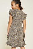 G4428-LEOPARD Leopard Ruffle T-Shirt Dress Back