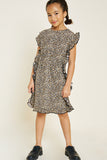 G4428-LEOPARD Leopard Ruffle T-Shirt Dress Alternate Angle