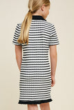 G4464-BLACK Striped Mini Sweater Dress Back