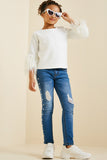 G4476-OFF WHITE Fur Sleeve Long Sleeve Top Alternate Angle