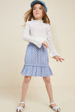 G4495-POWDER BLUE Ruffle Polka-Dot Skirt Alternate Angle