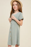 G4506-SAGE Pinstripe Button-Down Mini Dress Alternate Angle