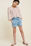 G4562-OFF WHITE MIX Floral Cold-Shoulder Sleeve Tunic Top Side