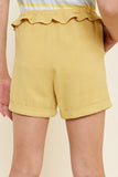 G4596-HONEY Linen Ruffle Trouser Shorts Back