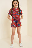 G4601-RED MIX Leopard Tassel-Tie Romper Alternate Angle