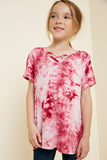 G4602-BERRY Criss-Cross Tie Dye T-Shirt Front