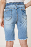 G4607-DENIM Distressed Denim Bermuda Shorts Back