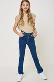 G4620-MID DENIM Distressed Ruffle Hem Jeans Alternate Angle