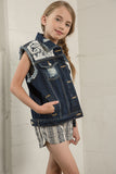 G5018 Denim Woven Print Shorts Side