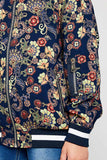 G5027 Navy Girls Printed Bomber Jacket Detail