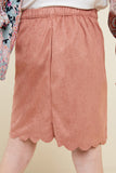 G5031-DUSTY PINK Scallop Hem Faux Suede Skirt Back